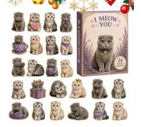Calendrier de l'Avent de Noël 24 jours plat en acrylique Motif chats | Compte à rebours pour la période de Noël pour la maison, appartement, bureau, dortoir d'étudiant, fête de Noël