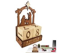 Calendrier de l'Avent de Noël | 25 Jours Compte à Rebours en Bois de la Nativité - Décoration de Table Collectionnable pour Célébration Hivernale et Exposition Festive