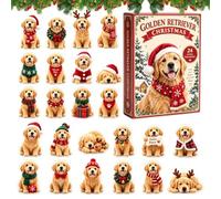 Calendrier de l'Avent de Noël 2D Acrylique 24 Jours Décoration Chien | Ensemble Pendentifs Calendrier À Rebours Pour Arbre Mur Voiture Rétroviseur Amoureux Des