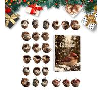 Calendrier de l'Avent de Noël à suspendre - Réutilisable - 2D - Avec décoration d'animaux - Pour sapin de Noël, fenêtre, mur, porte, cheminée, famille, amis, adultes,