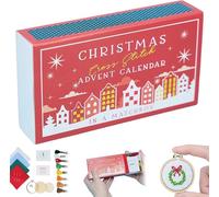 Calendrier de l'Avent de Noël au point de croix, kit de broderie de compte à rebours de Noël, calendrier de l'Avent 2024, compte à rebours de 24 jours, cadeau pour les débutants (1 pièce)