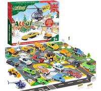Calendrier de l'Avent de Noël avec 24 Véhicules, Compte à Rebours de Noël de 24 Jours Coffret de Jouets en Alliage, Camions et Véhicules de Chantier, Coffret Voitures pour Tout-petits Garçons