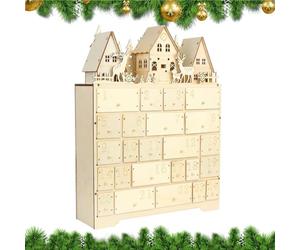 Calendrier de l'Avent de Noël avec compte à rebours - décoration rechargeable pour Noël, calendrier bois avec lumière LED - Pour adultes, amis, et adolescents
