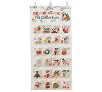 Calendrier de l'avent de Noël avec poche tissu 24 jours compte à rebours du calendrier l'Avent 2025 Sac rangement suspendu pour le mur la maison vacances Noël