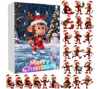 Calendrier de l'Avent de Noël avec singes, décorations à suspendre et plus