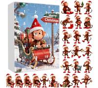 Calendrier de l'Avent de Noël avec singes, décorations à suspendre et plus