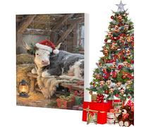 Calendrier de l'Avent de Noël avec vache Highland - 24 décorations de vache en acrylique, ensemble d'ornements festifs 2D, compte à rebours des jours fériés, décoration murale pour porte, chambre à