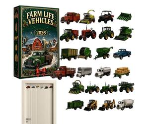 Calendrier de l'Avent de Noël avec véhicules de ferme, 24 jours, pendentif | Compte à rebours pour Noël 2026 pour enfants, adultes, maison, salon, bibliothèque