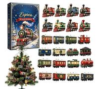 Calendrier de l'Avent de Noël Boîte 2D en Acrylique en Forme de Train | Ornement de Train Décompte de 24 Jours pour Sapin pour Cheminée, Voiture, Maison, Porte d'Entrée, Branches, Sapi