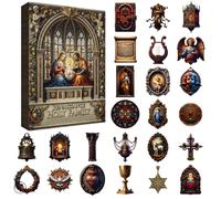 Calendrier de l'Avent de Noël - Cadeau de fête en acrylique 2D, calendrier de la Sainte Famille de la Renaissance de 24 jours, compte à rebours des vacances festives pour les, ornement saisonn