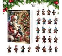 Calendrier de l'Avent de Noël,Calendrier de l'Avent 24 Jours avec Teckel de Noël | Décoration d'Intérieur 2D | pour Célébration des Fêtes de Décembre Fête Familiale Adolescents Adultes Salon Cheminée