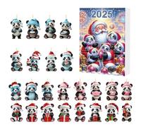 Calendrier de l'Avent de Noël - Calendrier De L'Avent Panda 2D,24 Pièces de Penduisifs Comptage à Rebours pour Arbre Poignée Porte Rétroviseur Sac à Dos Tradition