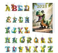 Calendrier de l'Avent de Noël Calendrier de l'Avent | Set sur le thème de l'alphabet et des dinosaures 2D 24 boîtes décoratives remplies pour chaussettes pour hommes, femmes,