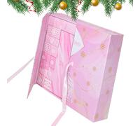 Calendrier de l'Avent de Noël - Calendrier de l'Avent Vide à Remplir Soi-Même, 24 Grilles Rose Pliable | Cadeaux de Noël pour Garçons Filles Adultes - 24 Jours Compte à Rebours de Noëls, Boîtes