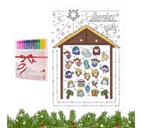 Calendrier de l'Avent de Noël - Calendrier Éducatif De Compte À Rebours Pour Noël - Calendriers De Jésus Pour La Lecture Et Le Coloriage,Pour Famille Fête Salon Chambre Mur Porte