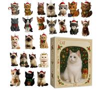 Calendrier de l'Avent de Noël Chat 2D Acrylique Animal Plat Projet | Arbre à chat compte à rebours 24 heures - Décoration pour la maison - Poignée de porte - Branches de cheminée - Étagère