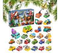 Calendrier de l'Avent de Noël - Comptage à Rebours 24 jours avec voiture à rouleaux pour , voiture décorative de table pour , amis et sœurs