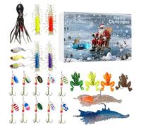 Calendrier de l'Avent de Noël - Compte à rebours de 24 jours - Appât de pêche - Pour pêcheur, mari, ami, père, adolescent, homme, basse, truite, lac, rivière, eau douce, eau salée