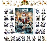 Calendrier de l'Avent de Noël - Compte à rebours - Jouet panda 2D - Pendentifs pour fêtes de fin d'année, tradition d'hiver, poignée de porte