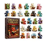 Calendrier de l'Avent de Noël Décor de Dragon Plat 2D à Collectionner | Calendrier Compte à Rebours Décoratif de Noël Pour Fêtes, Voyages, Chambre, Maison, et