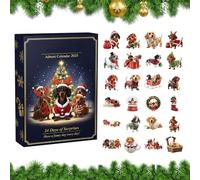 Calendrier de l'Avent de Noël - Décoration de compte à rebours en acrylique 2D pour chien - Décoration de chien de 24 jours pour sapin de Noël - Pour la maison, la fenêtre, , les fêtes, les