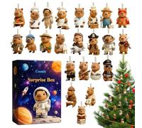 Calendrier de l'Avent de Noël - Décorations acryliques 2D | Compte à Rebours 24 Jours Ornement de Noël Capybara - Pour la salle de classe, les vacances, la tradition, l'hiver, la célébration, la