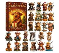 Calendrier De L'Avent De Noël | Décorations De Fête À Thème De Vacances En Acrylique 2D,Calendrier De L'Avent 24 Jours Vache Highland Noël 2025 | pour Tout-petits Famille Adolescents Filles Garçons