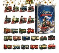 Calendrier de l'Avent de Noël Décorations de Fête en Acrylique Plat 2D pour | Compte à Rebours de 24 Jours Train et Rails pour Cheminée, Voiture, Maison, Porte d'Entrée, Bra
