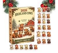 Calendrier de l'Avent de Noël Décorations de Vache en Acrylique 2D 24 Jours | Figurines de Vache Drôles Cadeaux de Fête pour Adultes Fenêtre Porte Mur Cheminée Arbre Maison
