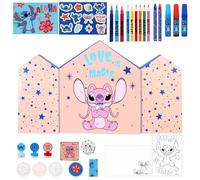 Calendrier de l'Avent de Noël Disney Stitch - Ensemble créatif de papeterie pour art et bricolage - Pour enfants - Compte à rebours de Noël amusant