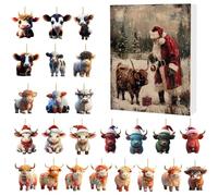 Calendrier de l'Avent de Noël du bétail Highland Yak PENDANT CALENDRIER (B)