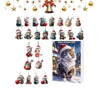 Calendrier de l'Avent de Noël - Edition 2025 avec adorable pendentif en forme de chat en acrylique - Décoration de sapin de Noël - Ornement de sac à dos de voiture - Cadeau pour et fille