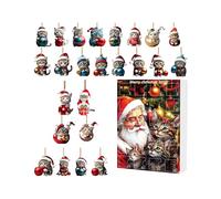 Calendrier de l'Avent de Noël - Edition 2025 avec adorable pendentif en forme de chat en acrylique - Décoration de sapin de Noël - Ornement de sac à dos de voiture - Cadeau pour et fille