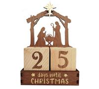 Calendrier de l'Avent de Noël en bois - Calendrier compte à rebours Noël - Ornement table amusant pour chambre à coucher, salon, décoration d'intérieur, festival d'hiver l'Avent