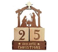 Calendrier de l'Avent de Noël en bois - Calendrier compte à rebours Noël - Ornement table amusant pour chambre à coucher, salon, décoration d'intérieur, festival d'hiver