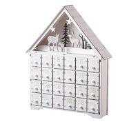 Calendrier de l'Avent de Noël en bois fait maison - Calendrier de l'Avent de Noël en bois blanc avec 24 tiroirs et lumières LED | Calendriers de l'Avent avec compte à rebours pour et adultes