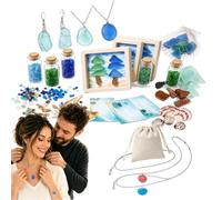 Calendrier de l'Avent de Noël en verre de mer 24 jours | Ensemble de décorations en verre de mer à faire soi-même pour maison, appartement, salon, bureau, étagère, fête de vacances