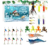 Calendrier De L'Avent De Noël | Équipement de Pêche en Eau Salée,Leurres Et Accessoires De Pêche Pour Le Compte À Rebours De Noël,Pour Lac Ruisseau Rivière Étang Réservoir Pêcheur Adultes Père
