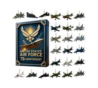 Calendrier De L'Avent De Noël Fighter,calendrier De Compte À Rebours De Noël De 24 Jours|Pendentif De Combattant Plat En Acrylique 2d,comme Cadeau Ou Objet De Collection Pour Les Passionnés D'aviation