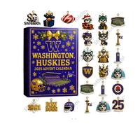 Calendrier de l'Avent de Noël HONO, boîte surprise + panneau plat en acrylique + équipe des Washington Huskies