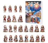 Calendrier de l'Avent de Noël Jésus Décorations à Suspendre pour Sapin de Noël, Calendriers de Compte à Rebours 24 Jours Figurines à Collectionner en Acrylique pour Décorations des Fêtes