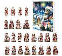 Calendrier de l'Avent de Noël Jésus Décorations à Suspendre pour Sapin de Noël, Calendriers de Compte à Rebours 24 Jours Figurines à Collectionner en Acrylique pour Décorations des Fêtes