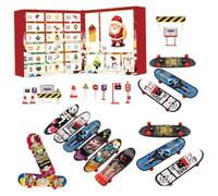 Calendrier de l'Avent de Noël Jouet fingerboard avec panneaux de | Calendrier Compte à Rebours des Fêtes de 24 Jours pour table bureau vacances fête d'anniversaire dortoir o
