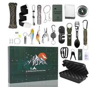 Calendrier de l'Avent de Noël, Kit de Survie pour 24 Jours Calendrier Compte à Rebours, Gadgets Portables Polyvalents Pour Adolescents Adultes Passionnés Pique-nique Camping Plein Air