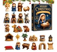 Calendrier de l'Avent de Noël Mini Ornements de Crèche en Acrylique 2D | Calendrier de l'Avent Jésus Décor Mural pour Porte Mur Sapin Maison Église Bureau Entrée