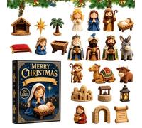 Calendrier de l'Avent de Noël Mini Scène de la Nativité Chrétienne en | Mignonnes décorations de sapin de Noël pour Porte Mur Sapin Maison Église Bureau Entrée