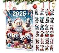 Calendrier de l'Avent de Noël, ornement de Noël ours panda 2D | 24 pendentifs compte à rebours pour poignée de porte chaussette cadeau traditionnel Holiday