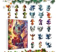 Calendrier de l'Avent de Noël - Ornement en acrylique dinosaure - Design édition limitée 2024 | Calendrier de 24 jours à ouvrir et à apprécier un par un chaque jour | Décoration d'intérieur, décoratio