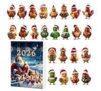 Calendrier De L'Avent De Noël Ornement Voiture Poussin Mignon En Acrylique | Calendrier Compte à Rebours 24 Jours Vacances Pour Sapins, Rebords Fenêtre, Manteaux À Cheminée, Bureau, Voiture, Sa