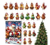 Calendrier De L'Avent De Noël Ornement Voiture Poussin Mignon En Acrylique | Calendrier Compte à Rebours 24 Jours Vacances Pour Sapins, Rebords Fenêtre, Manteaux À Cheminée, Bureau, Voiture, Sa